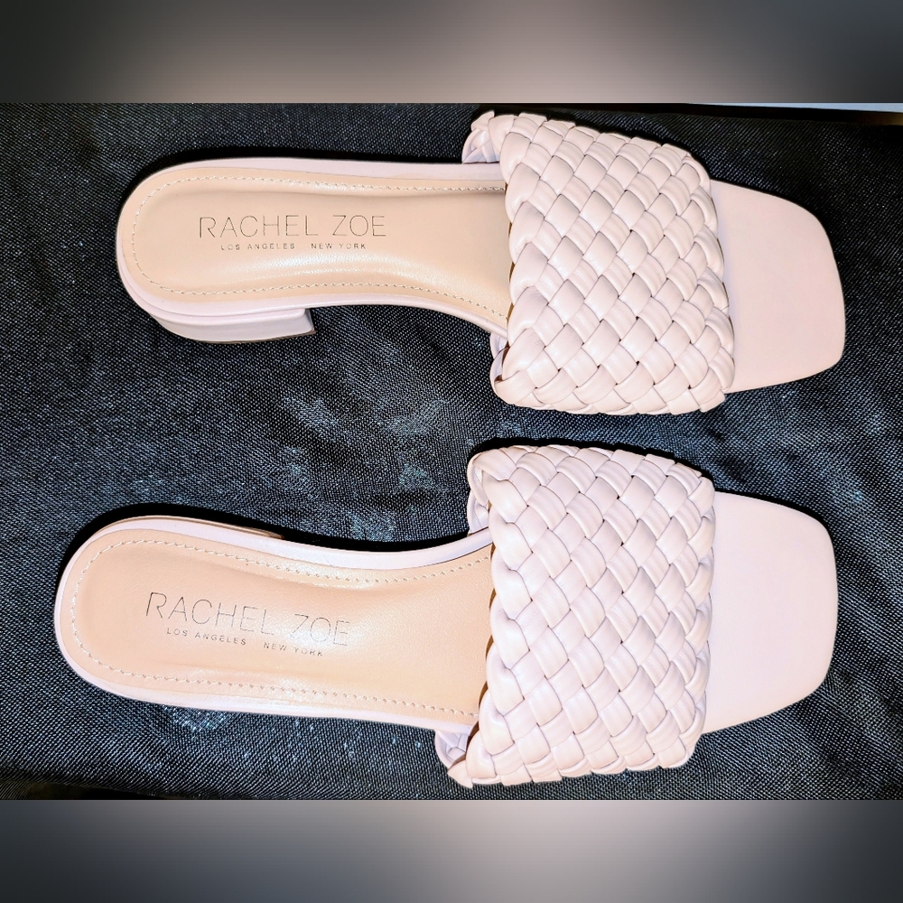 Rachel Zoe Size 7.5 Light Pink Weave Slides / Sandals
